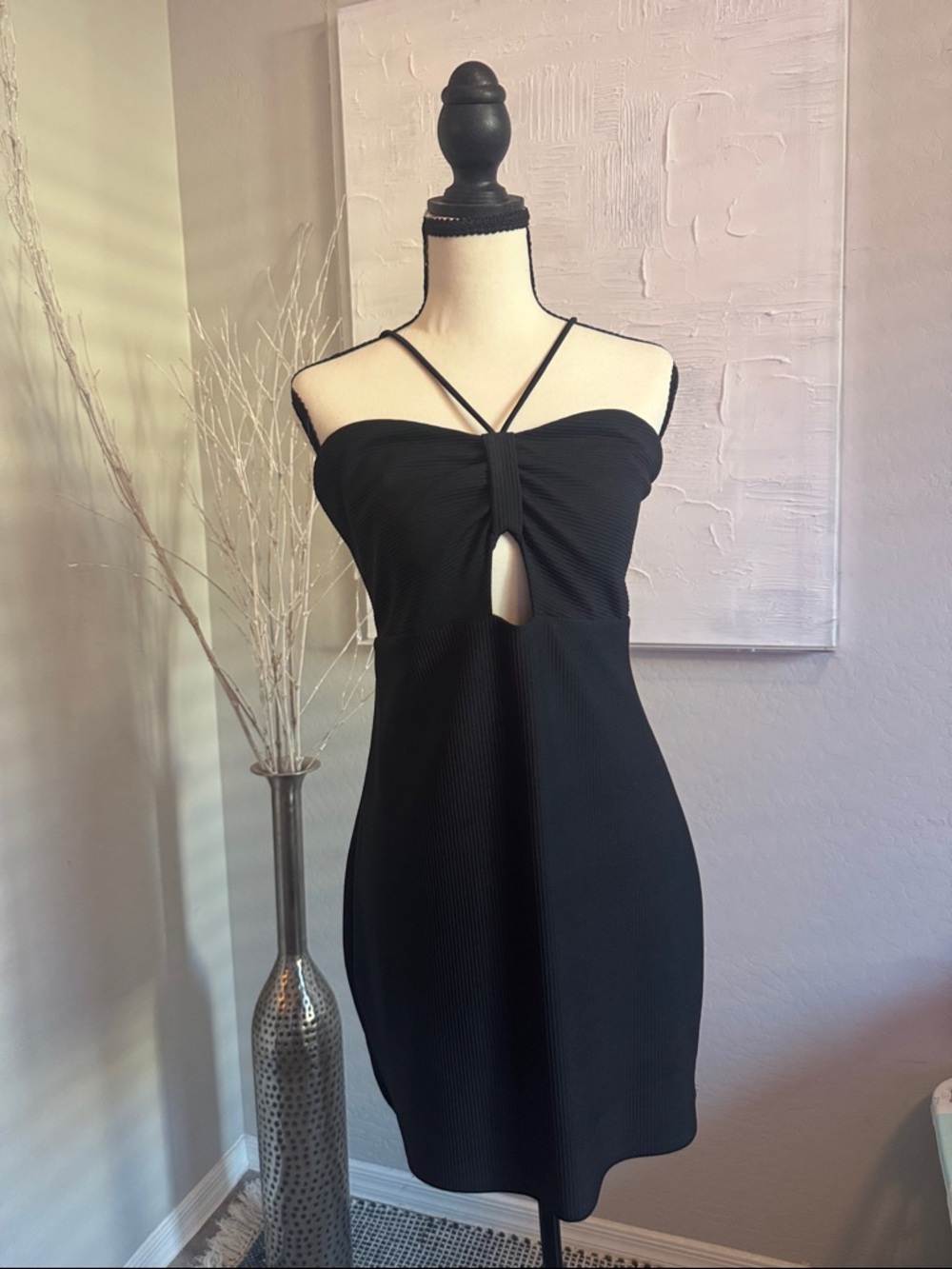 Express Black Strappy Cutout Mini Dress